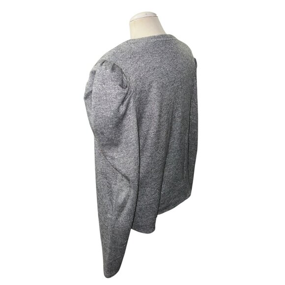 Les Serein Silver Puff Sleeve Sweater Womens Sz XXL Lightweight Rayon Blend Crew - Picture 5 of 11